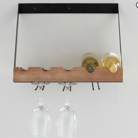 NWOT Pottery Barn Trenton Shelves - Entertaining Shelf w Wine &Glass Cutouts - Picture 1 of 6